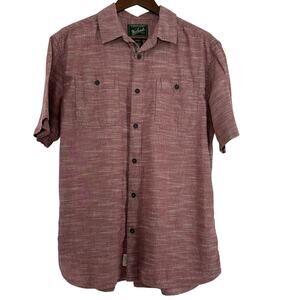 Woolrich Button Up Shirt Mens Large Burgundy Short Sleeve Casual Heritage GORP50